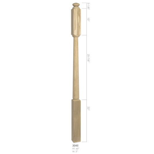 3045 - 3" x 60" Wooden Newel Post - Post to Post - Rohe