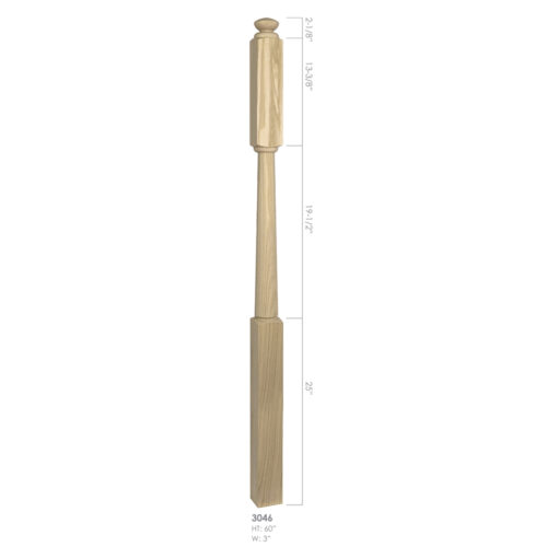 3046 - 3" x 60" Wooden Newel Post - Post to Post - Rohe