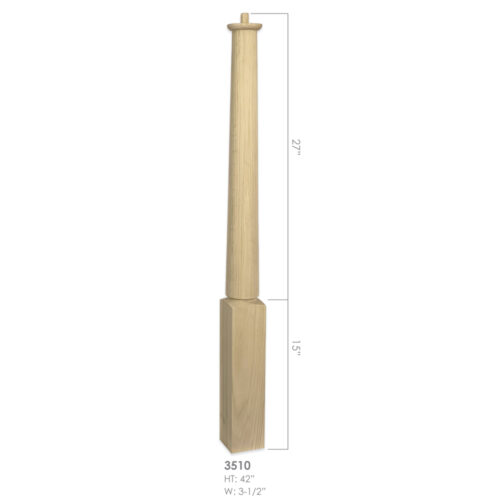 3510 - 3.5" x 42" Wooden Newel Post - Pin Top - Rohe