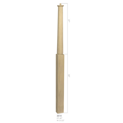 3515 - 3.5" x 60" Wooden Newel Post - Pin Top - Rohe