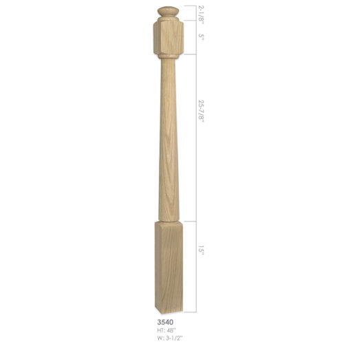 3540 - 3.5" x 48" Wooden Newel Post - Post to Post - Rohe