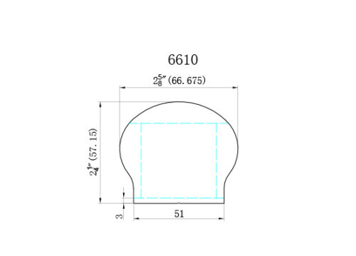 6610 - 2-1/4" x 2-5/8" Wood Handrail